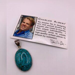 Charles Albert  925 Sterling Silver natural turquoise pendant